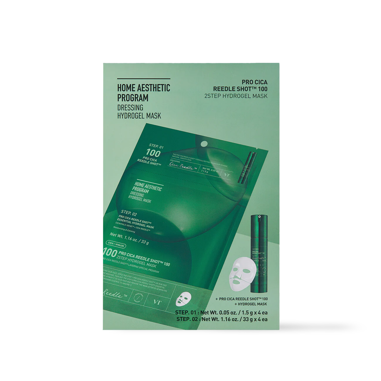 [VT Cosmetics] PRO CICA Reedle Shot 100 2STEP Hydrogel Mask - 2type
