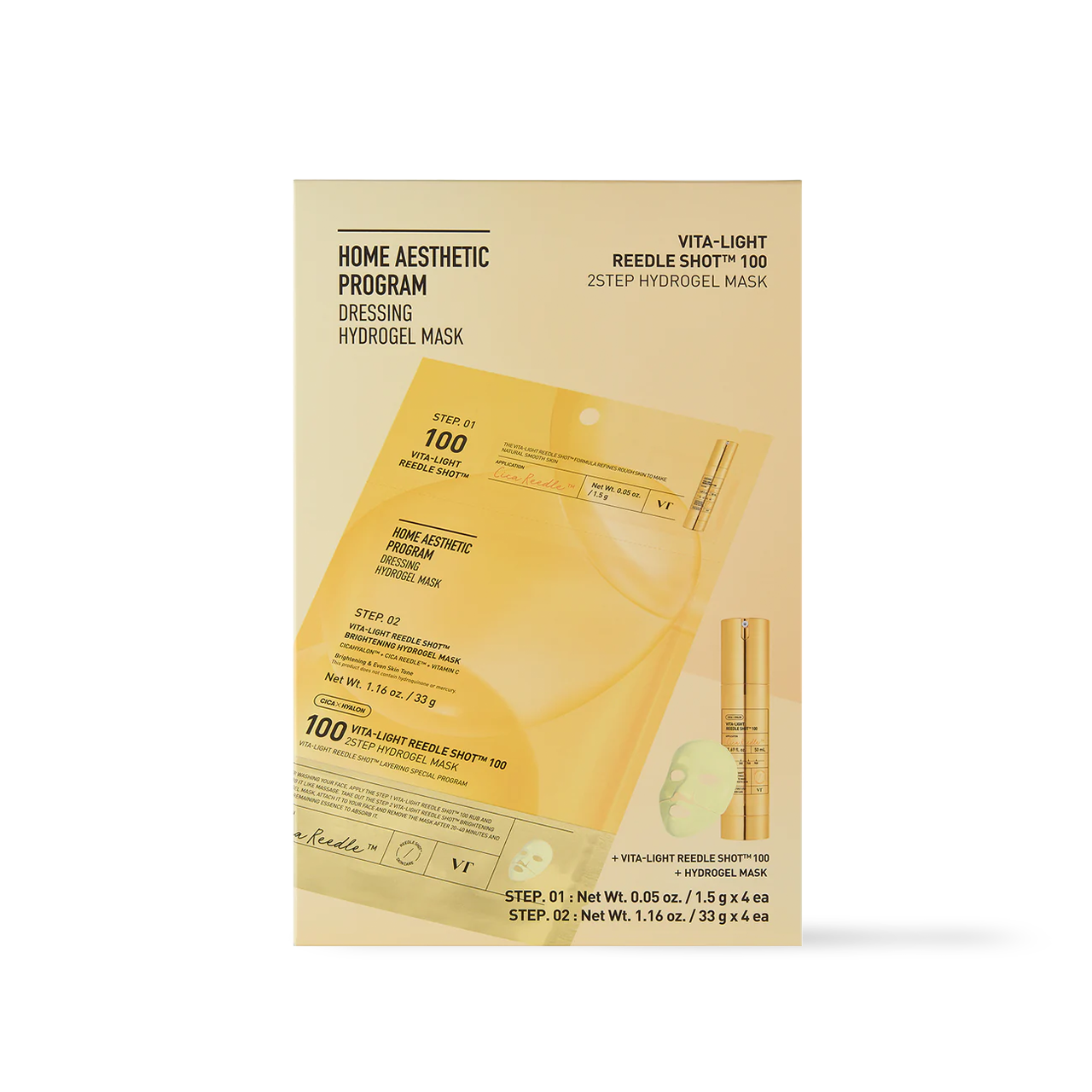 [VT Cosmetics] VITA-LIGHT Reedle Shot 100 2STEP Hydrogel Mask 4ea